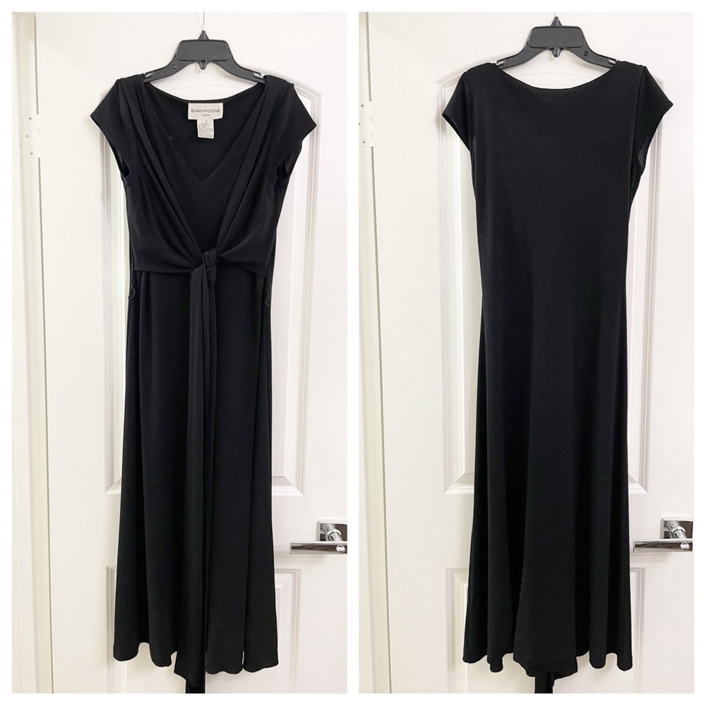 Evan Picone black knotted maxi dress